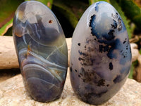 Polished Dendritic Agate Standing Free Forms x 4 From Moralambo, Madagascar