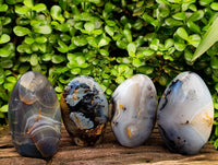 Polished Dendritic Agate Standing Free Forms x 4 From Moralambo, Madagascar