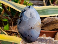Polished Dendritic Agate Standing Free Forms x 4 From Moralambo, Madagascar
