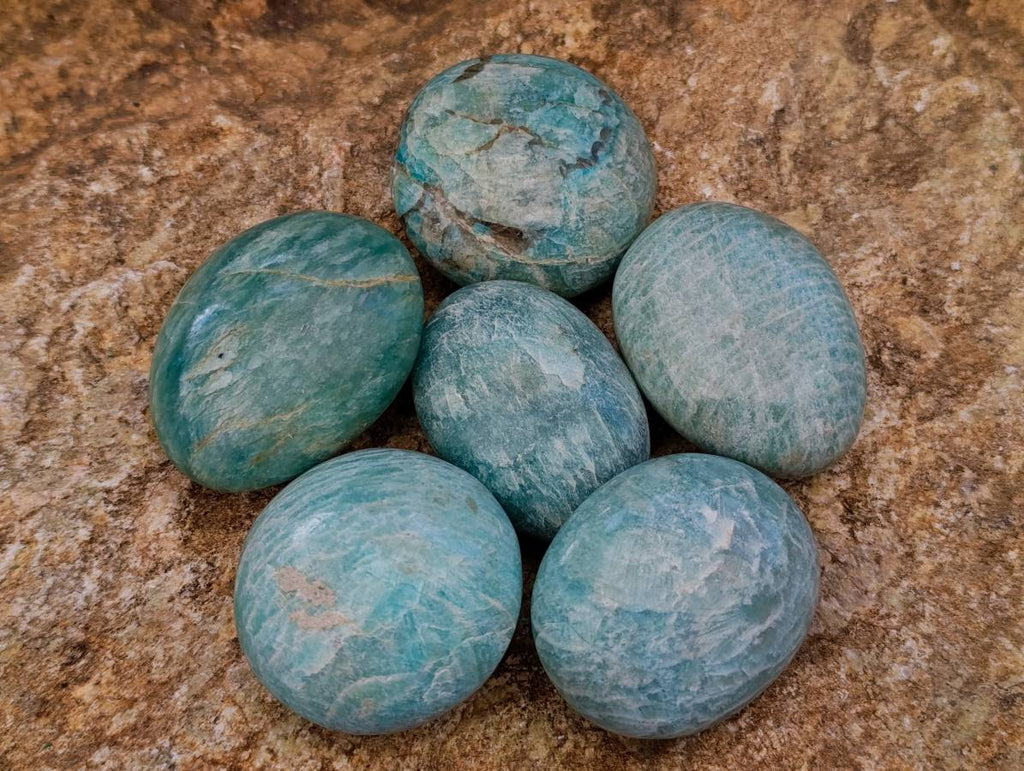 Polished Amazonite Palm Stones x 17 From Madagascar - Toprock Gemstones and Minerals 