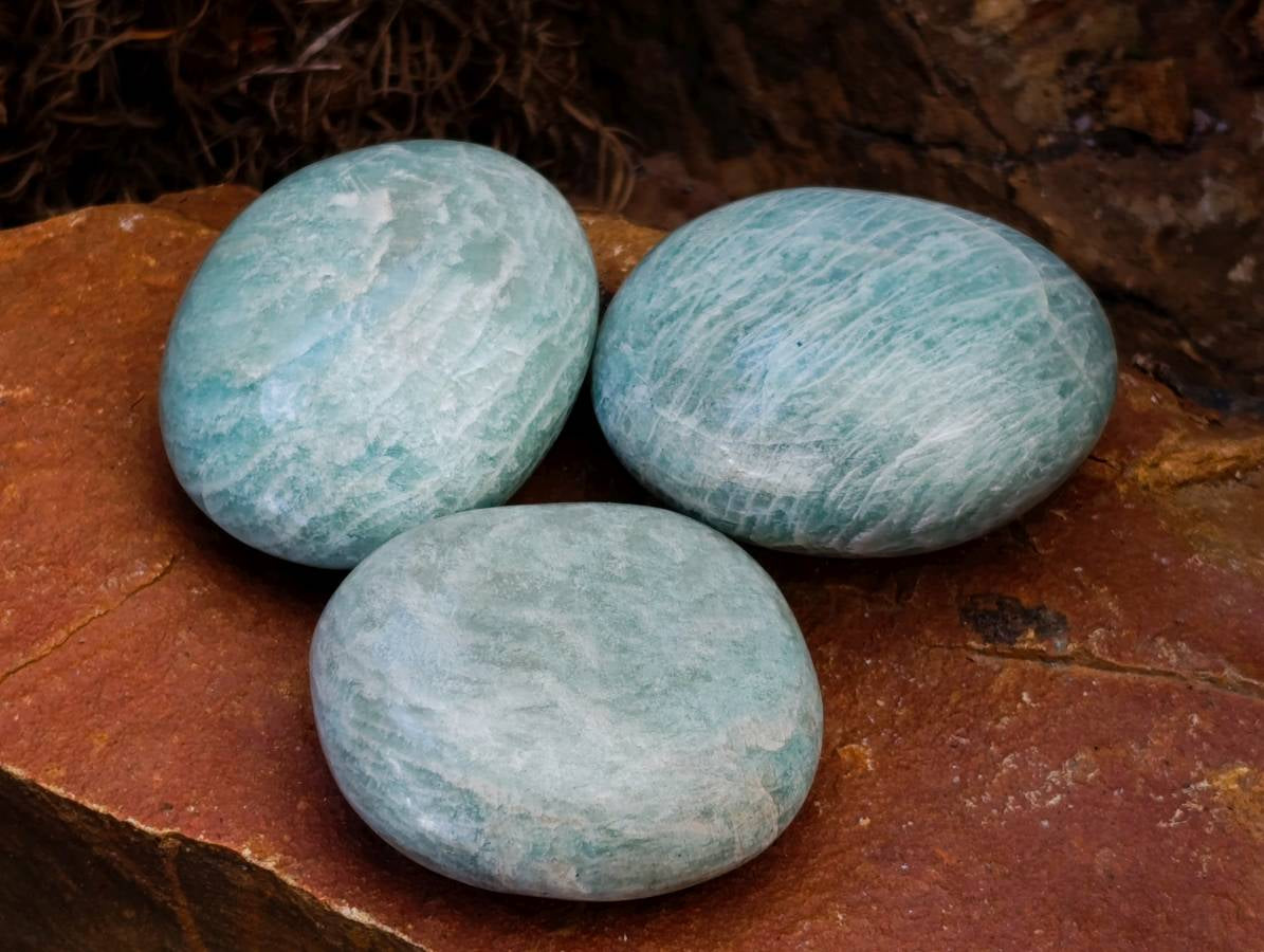 Polished Amazonite Palm Stones x 17 From Madagascar - Toprock Gemstones and Minerals 