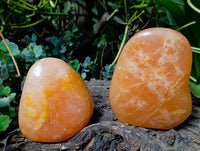 Polished Orange Twist Calcite Standing Free Forms x 2 From Maevantanana, Madagascar