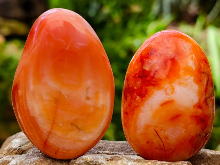 Polished Carnelian Agate Gemstone Galets x 20 From Madagascar - Toprock Gemstones and Minerals 