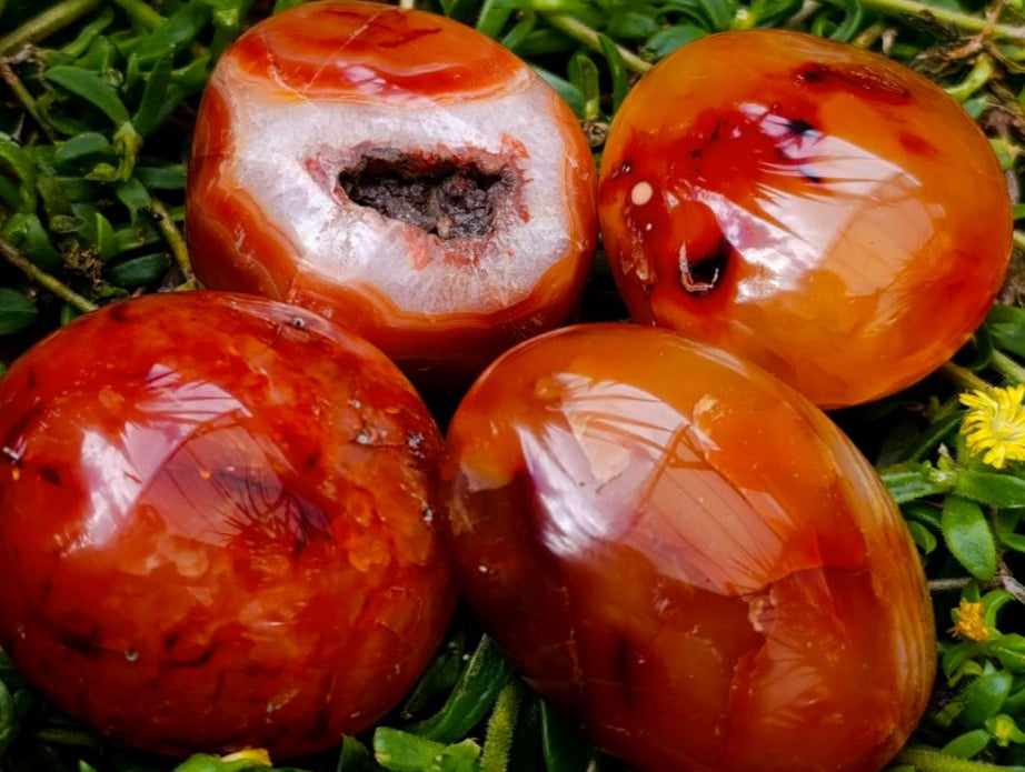 Polished Carnelian Agate Gemstone Galets x 20 From Madagascar - Toprock Gemstones and Minerals 