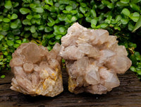Natural Smokey Phantom Quartz Clusters x 2 From Luena, Congo