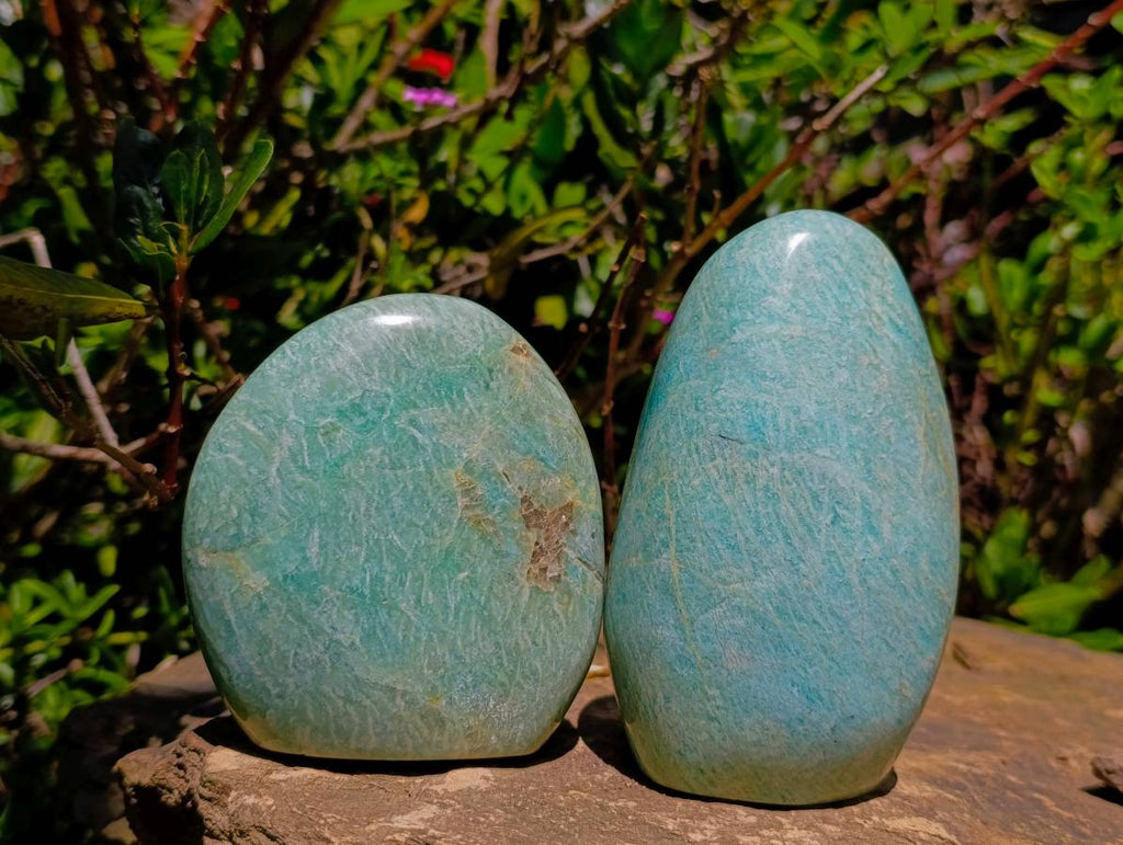 Polished Amazonite Standing Free Forms x 3 From Madagascar - Toprock Gemstones and Minerals 