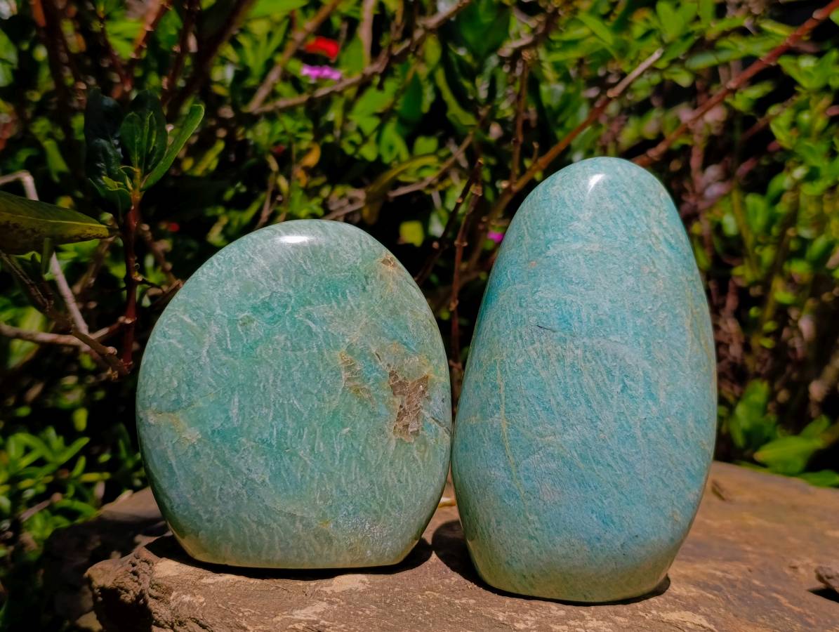 Polished Amazonite Standing Free Forms x 3 From Madagascar - Toprock Gemstones and Minerals 