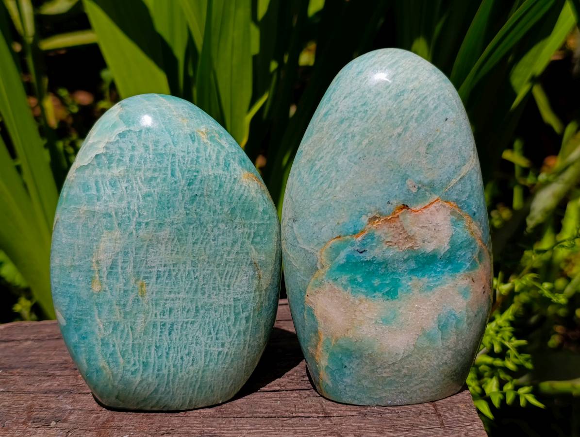 Polished Amazonite Standing Free Forms x 3 From Madagascar - Toprock Gemstones and Minerals 