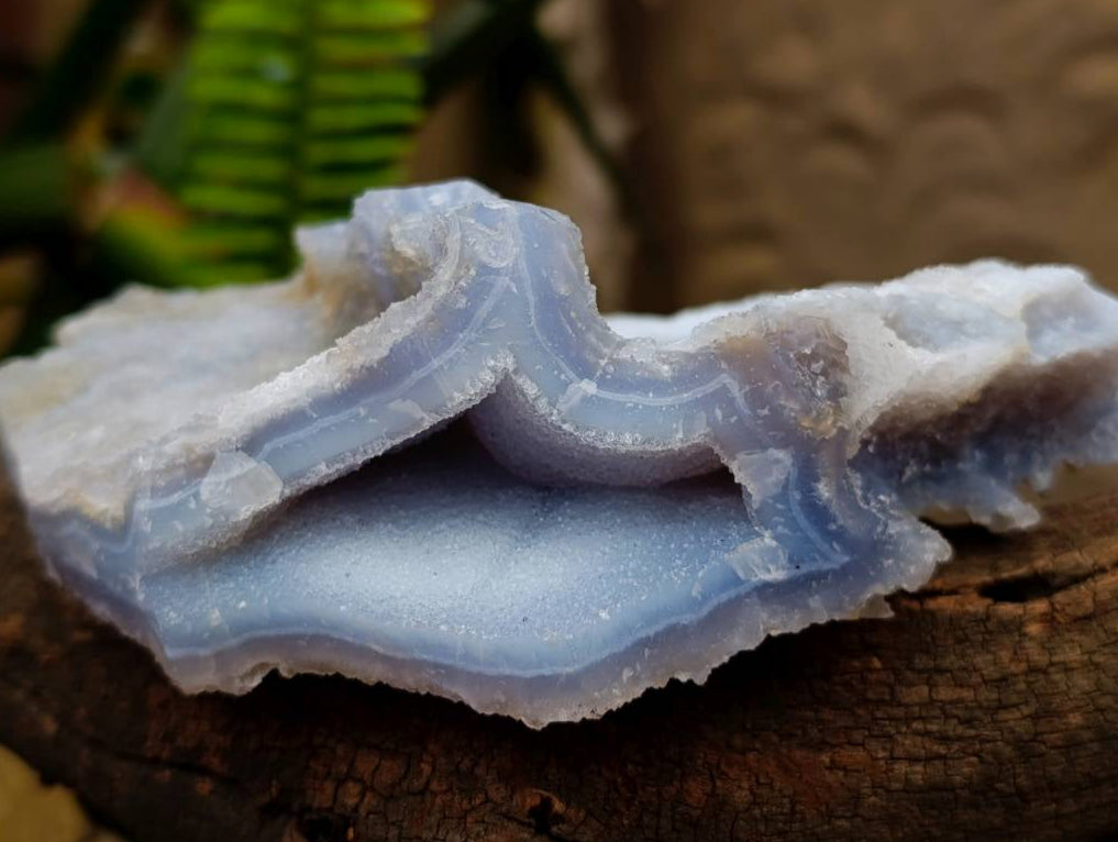 Natural Etched Blue Chalcedony Geode Specimens x 2 From Nsanje, Malawi - Toprock Gemstones and Minerals 