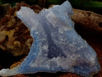 Natural Etched Blue Chalcedony Geode Specimens x 2 From Nsanje, Malawi
