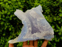 Natural Etched Blue Chalcedony Geode Specimens x 2 From Nsanje, Malawi