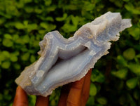 Natural Etched Blue Chalcedony Geode Specimens x 2 From Nsanje, Malawi