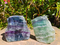 Polished On One Side Watermelon Fluorite Slices x 3 From Uis, Namibia