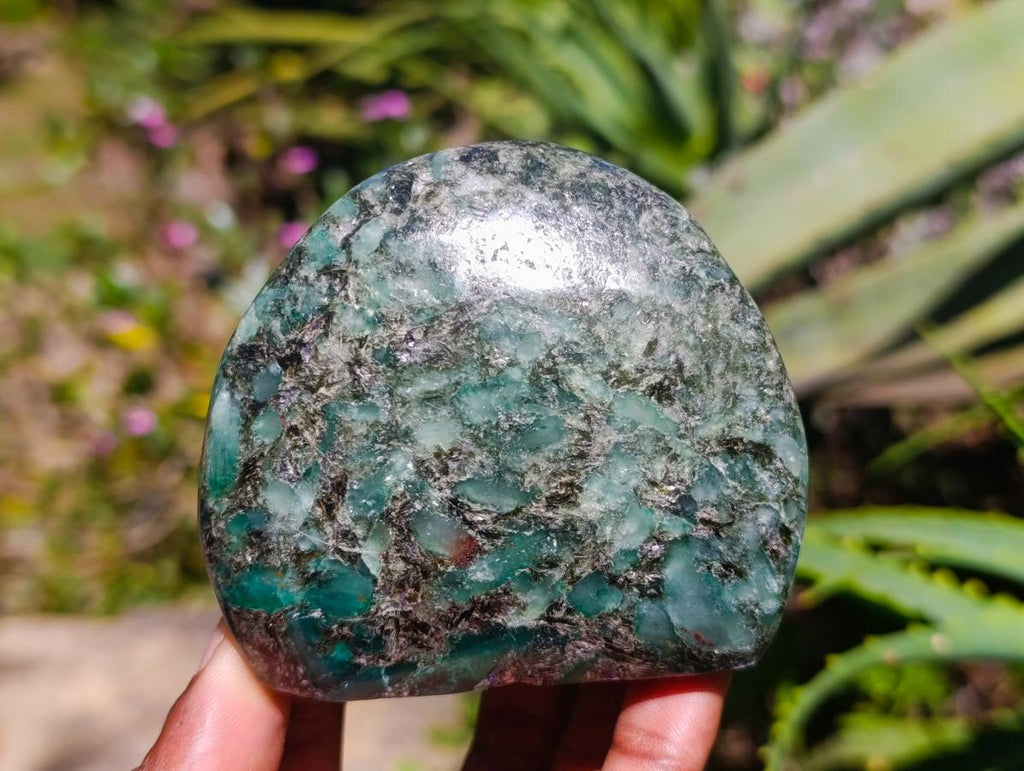 Polished Emerald Mica 'Mutokolite' Standing Free Forms x 4 From Mutoko, Zimbabwe