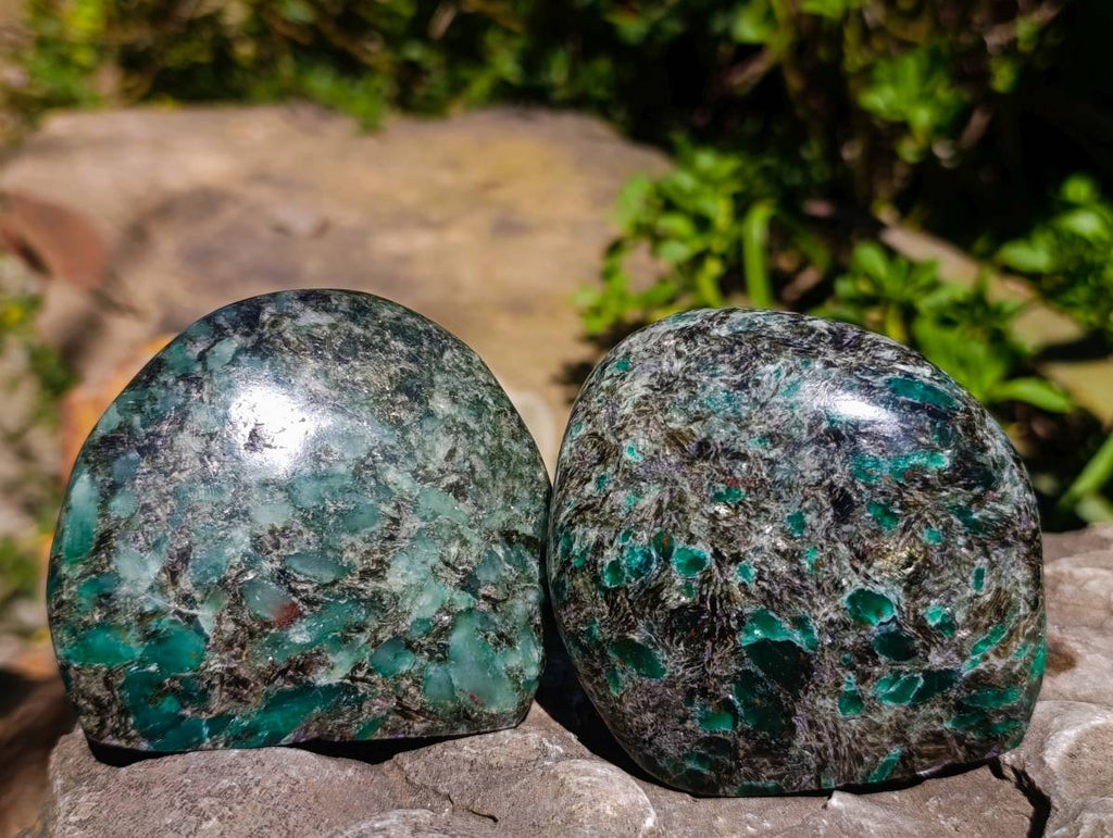 Polished Emerald Mica 'Mutokolite' Standing Free Forms x 4 From Mutoko, Zimbabwe