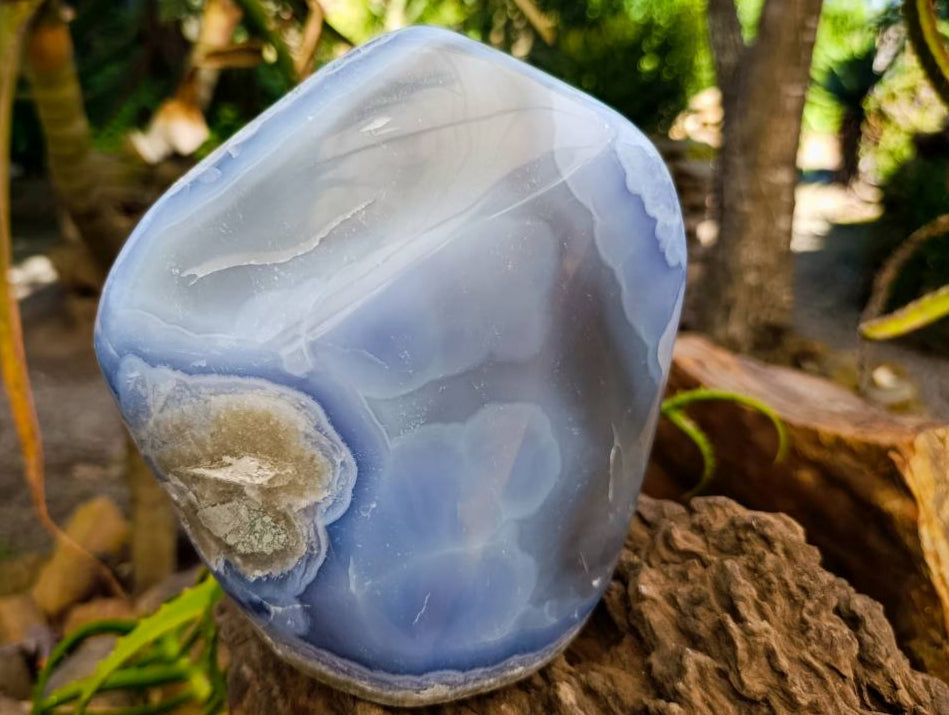 Polished Large Blue Lace Agate Standing Free Form x 1 From Nsanje, Malawi