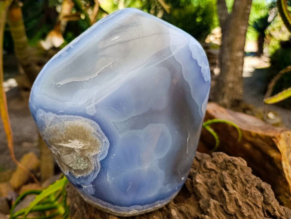 Polished XL Blue Lace Agate Standing Free Form x 1 From Nsanje, Malawi