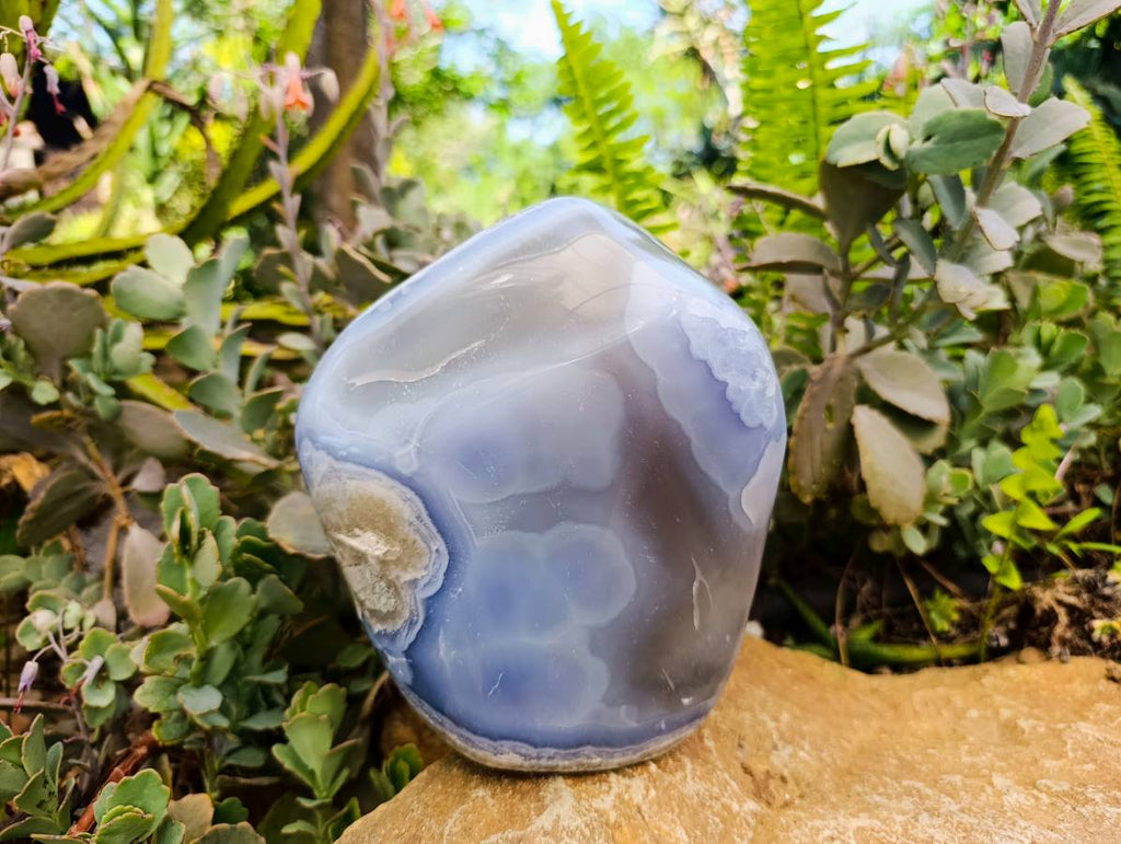 Polished Large Blue Lace Agate Standing Free Form x 1 From Nsanje, Malawi