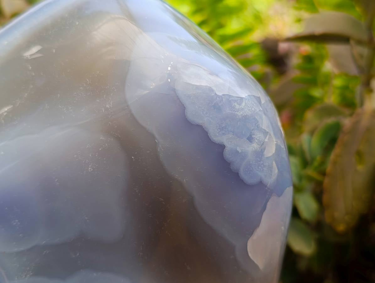 Polished Large Blue Lace Agate Standing Free Form x 1 From Nsanje, Malawi