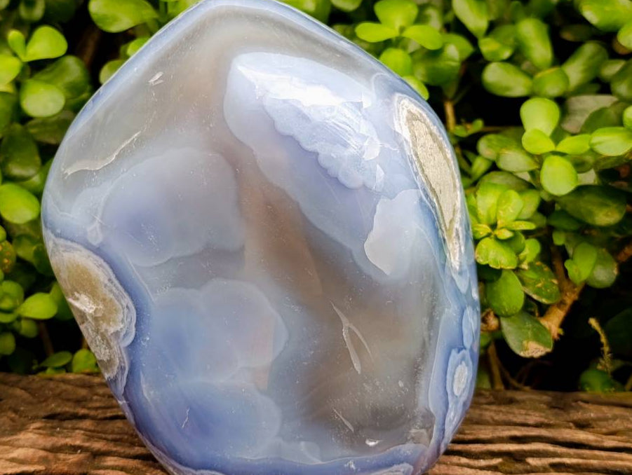 Polished XL Blue Lace Agate Standing Free Form x 1 From Nsanje, Malawi
