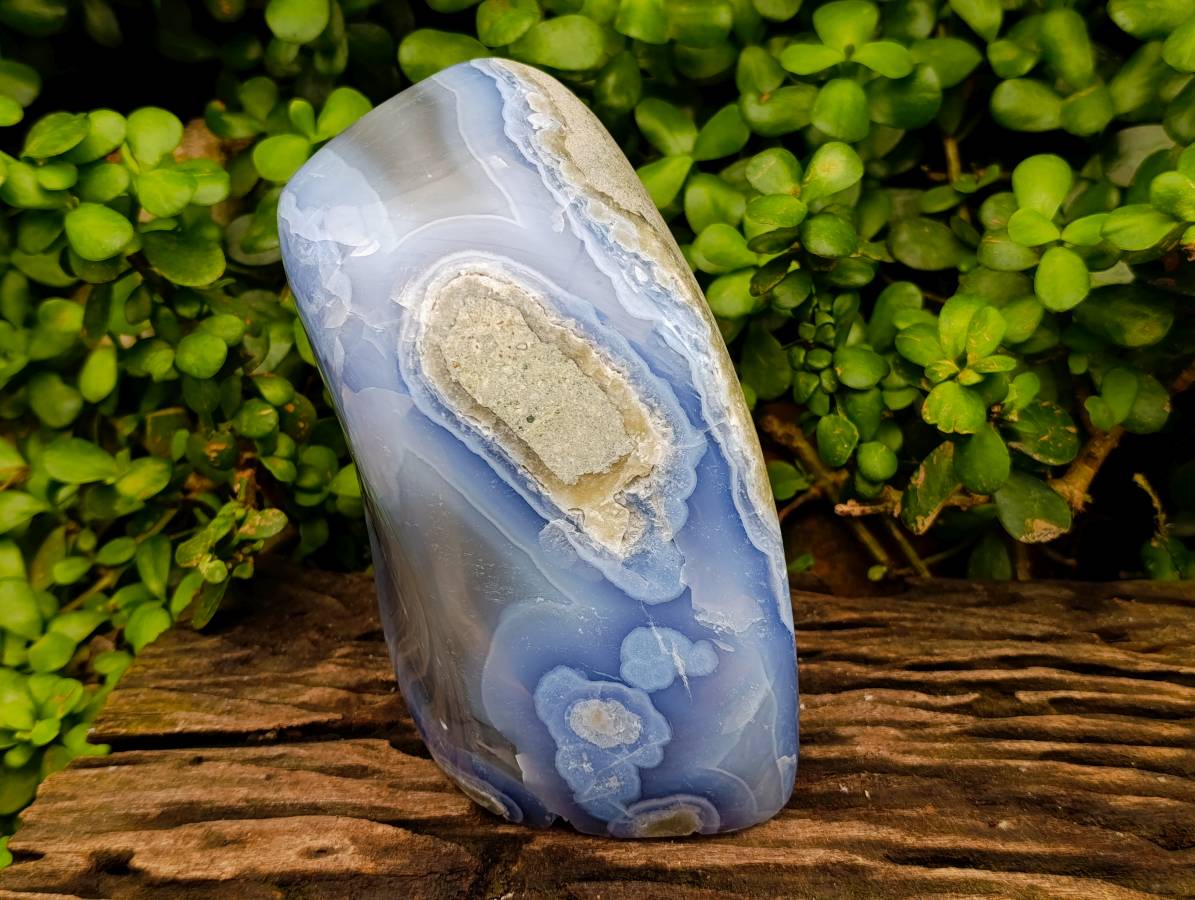 Polished XL Blue Lace Agate Standing Free Form x 1 From Nsanje, Malawi