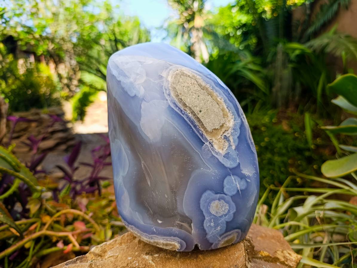 Polished Large Blue Lace Agate Standing Free Form x 1 From Nsanje, Malawi