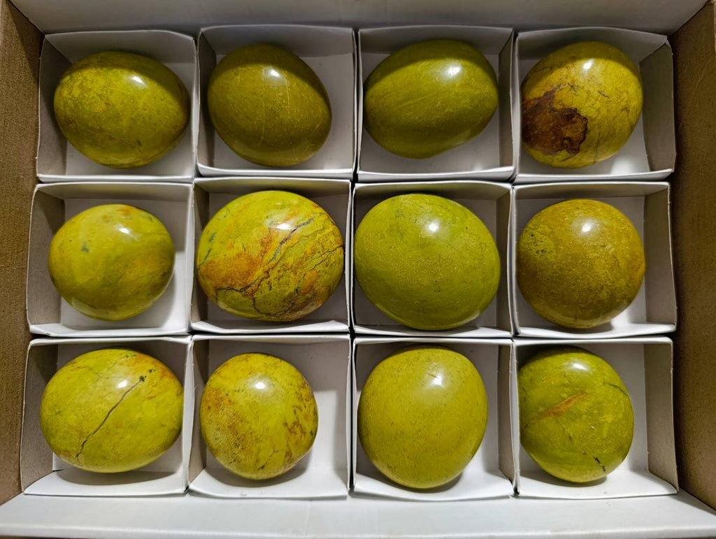 Polished Green Opal Galets x 12 From Betroka, Madagascar