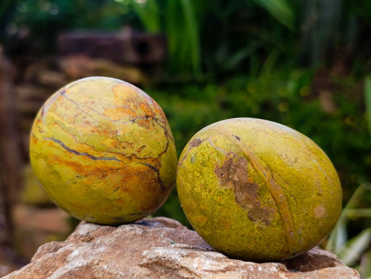 Polished Green Opal Galets x 12 From Betroka, Madagascar