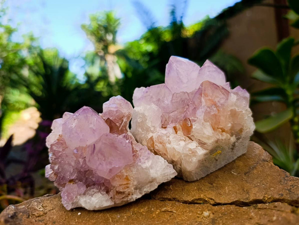 Sunburst Rocks Natural Sunburst Amethyst Spirit Quartz Clusters x 3 From Boekenhoutho ...