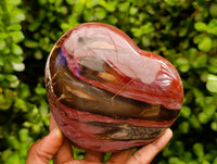 Polished Red Podocarpus Petrified Wood Hearts x 2 From Mahajanga, Madagascar
