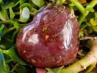 Polished Red Podocarpus Petrified Wood Hearts x 2 From Mahajanga, Madagascar