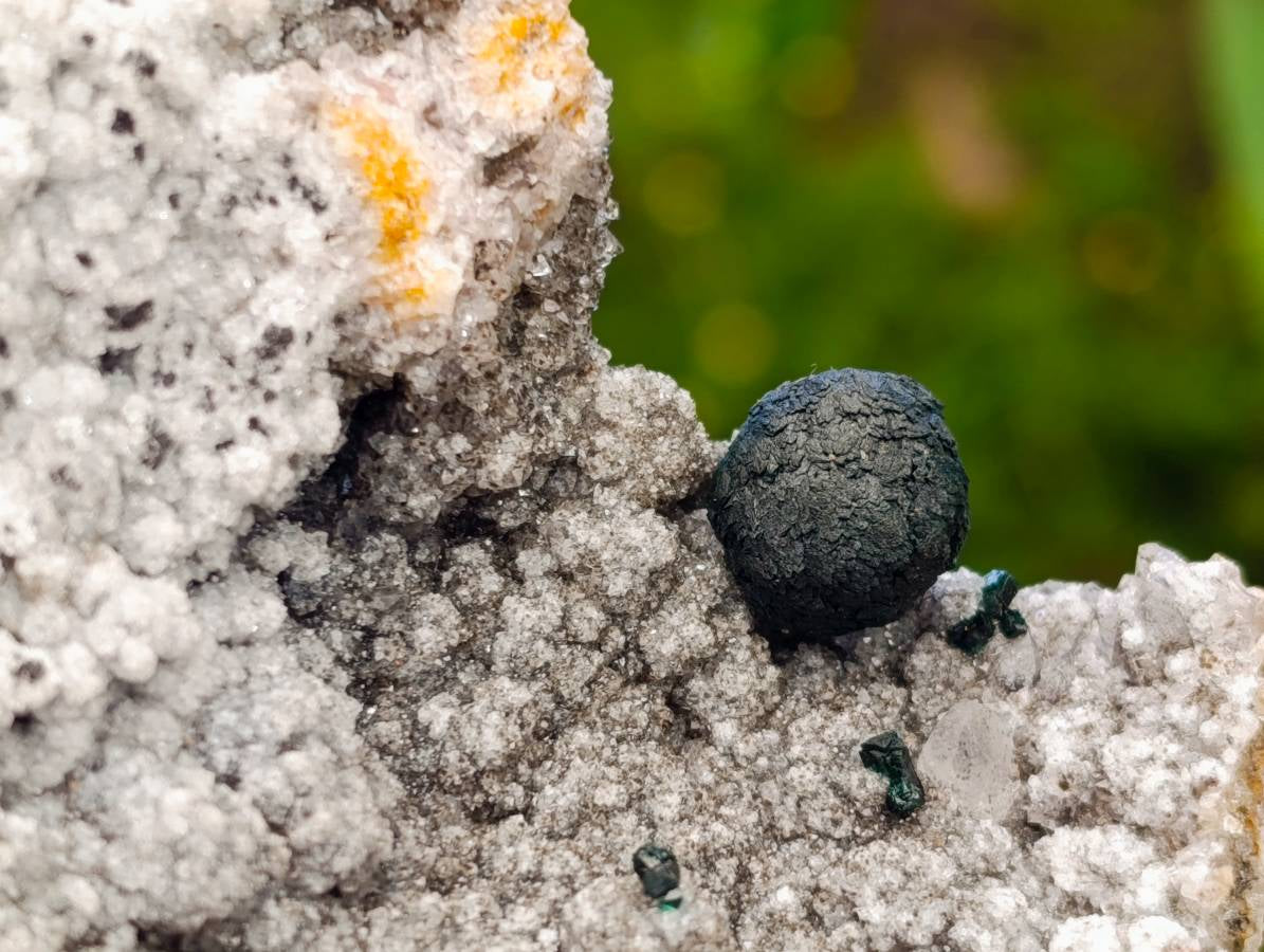 Natural Ball Malachite And Quartz On White Hemimorphite Specimen x 1 From Mindingi Mine, Kambove, Congo