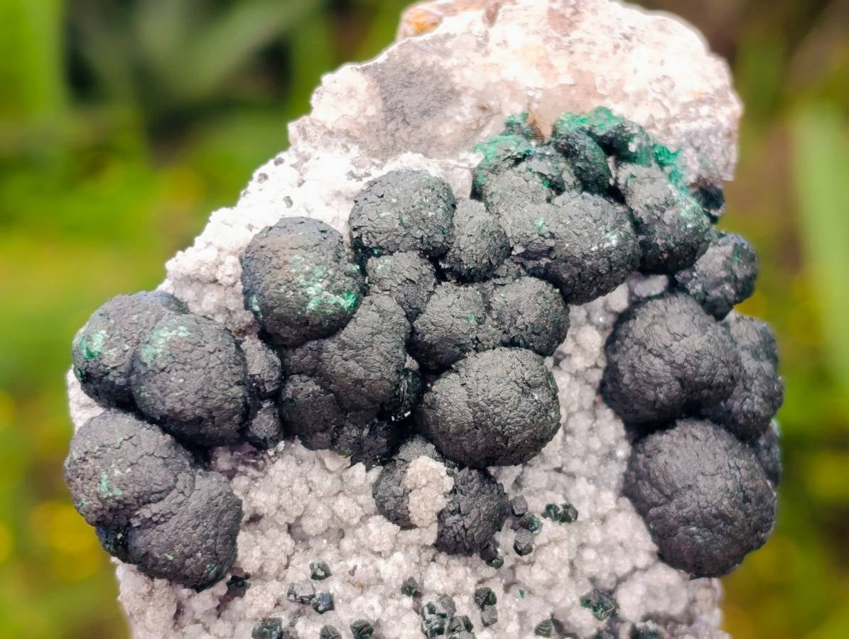 Natural Ball Malachite And Quartz On White Hemimorphite Specimen x 1 From Mindingi Mine, Kambove, Congo