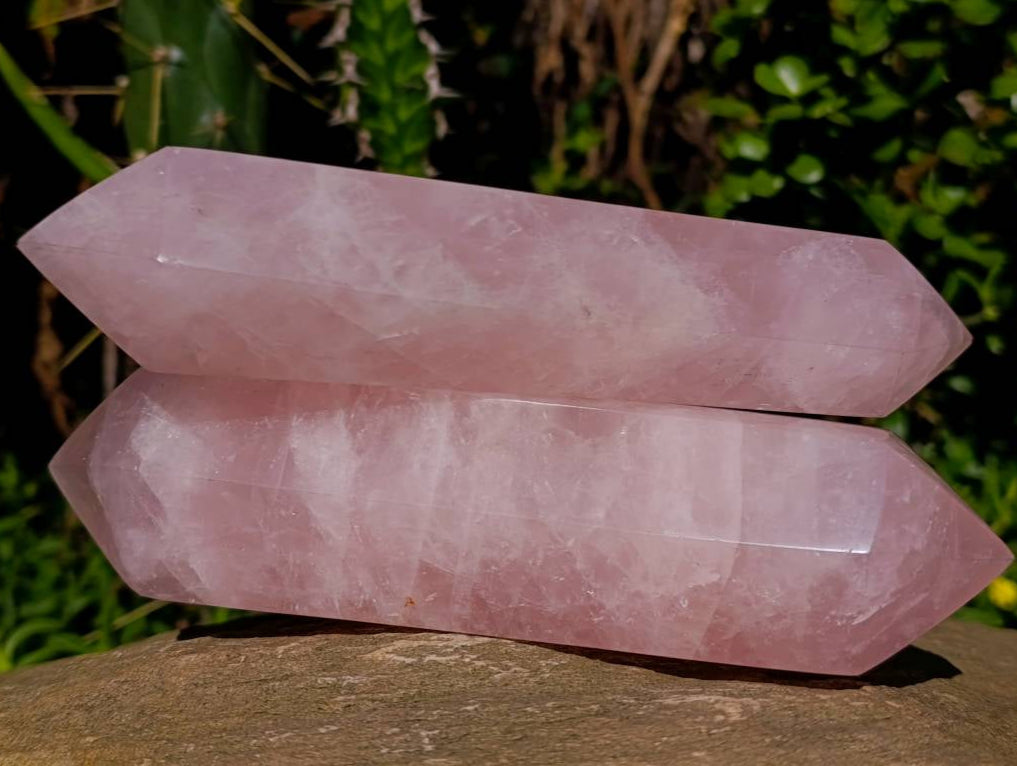 Polished Double Terminated Rose Quartz Crystals x 4 From Madagascar