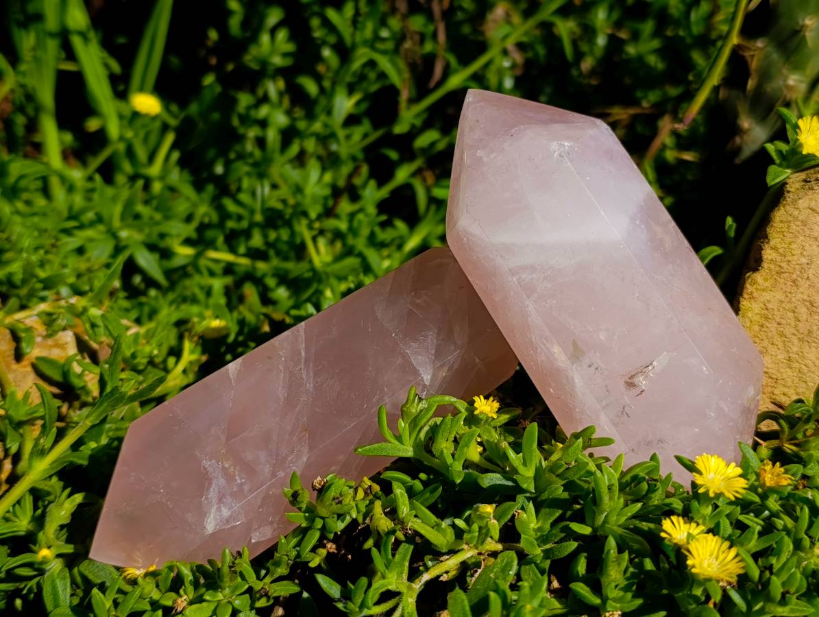 Polished Double Terminated Rose Quartz Crystals x 4 From Madagascar
