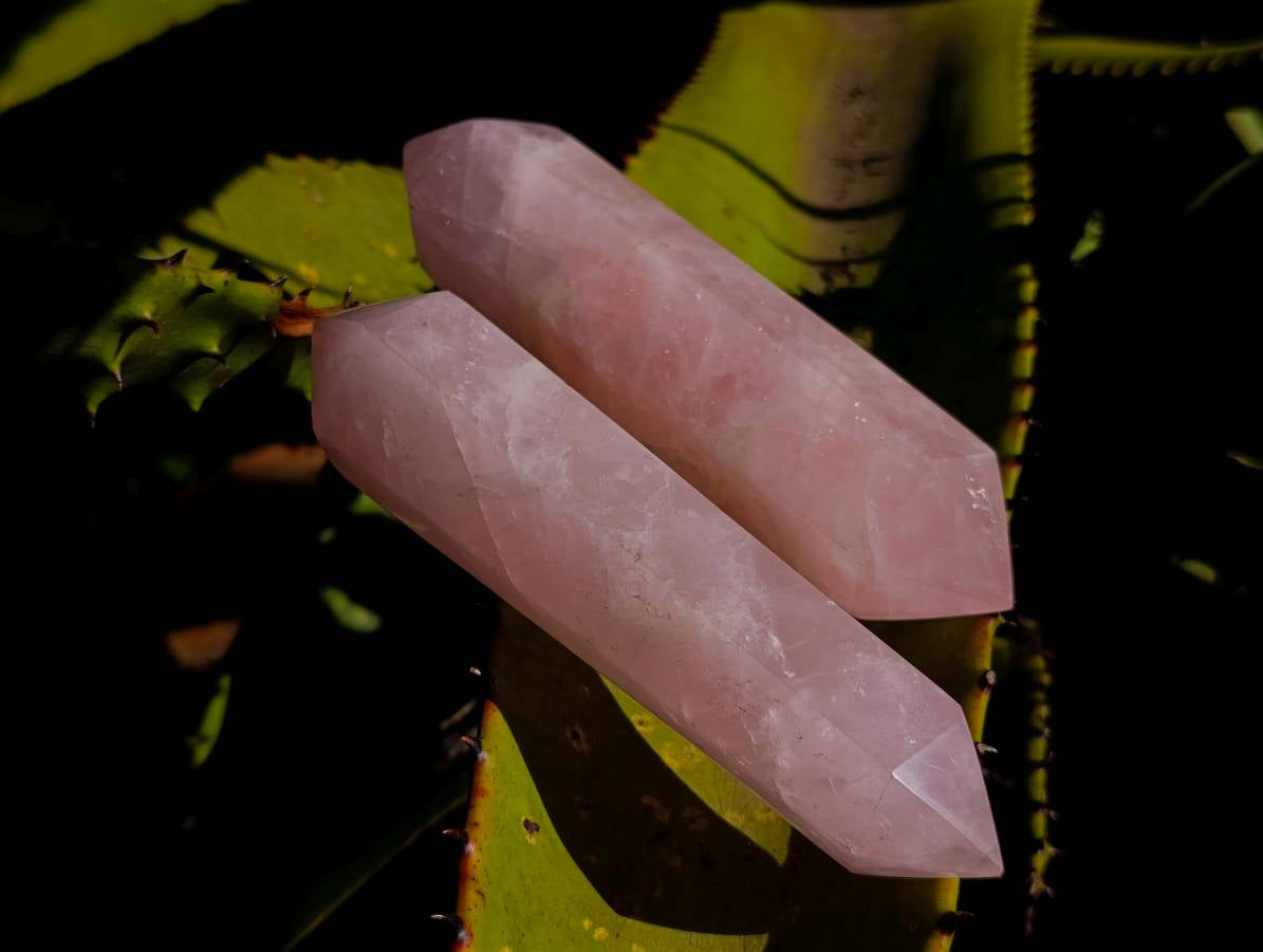 Polished Double Terminated Rose Quartz Crystals x 4 From Madagascar