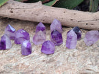 Polished Window Amethyst Crystals x 12 From Akansobe, Madagascar