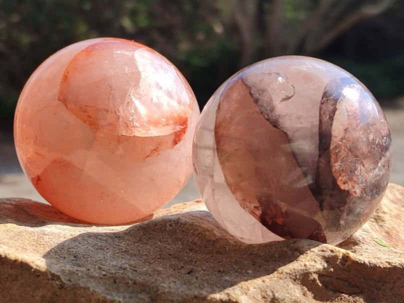 Polished Red Hematoid Quartz Spheres x 6 From Ambatondrazaka, Madagascar