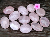 Polished Rose Quartz Palm Stones x 12 From Madagascar