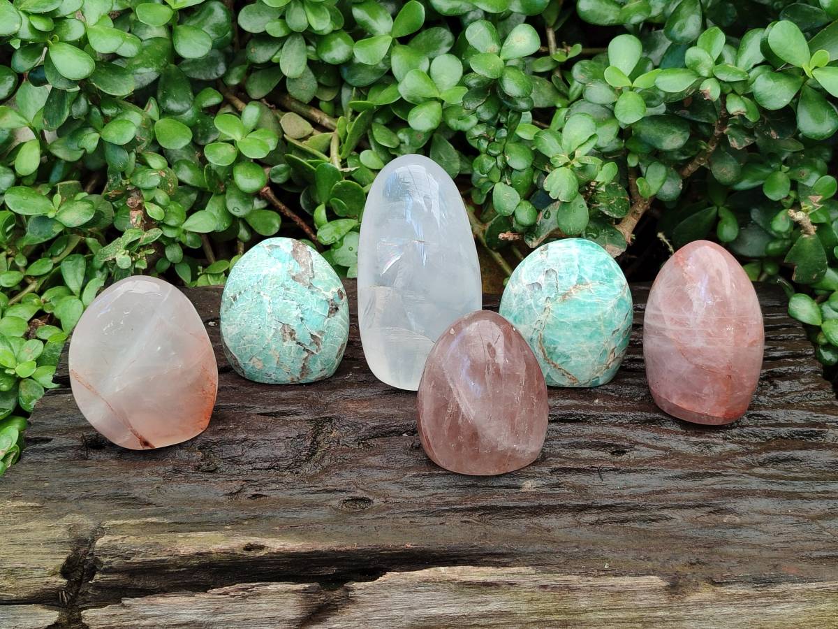 Polished Multi Mineral Standing Free Forms x 6 From Madagascar