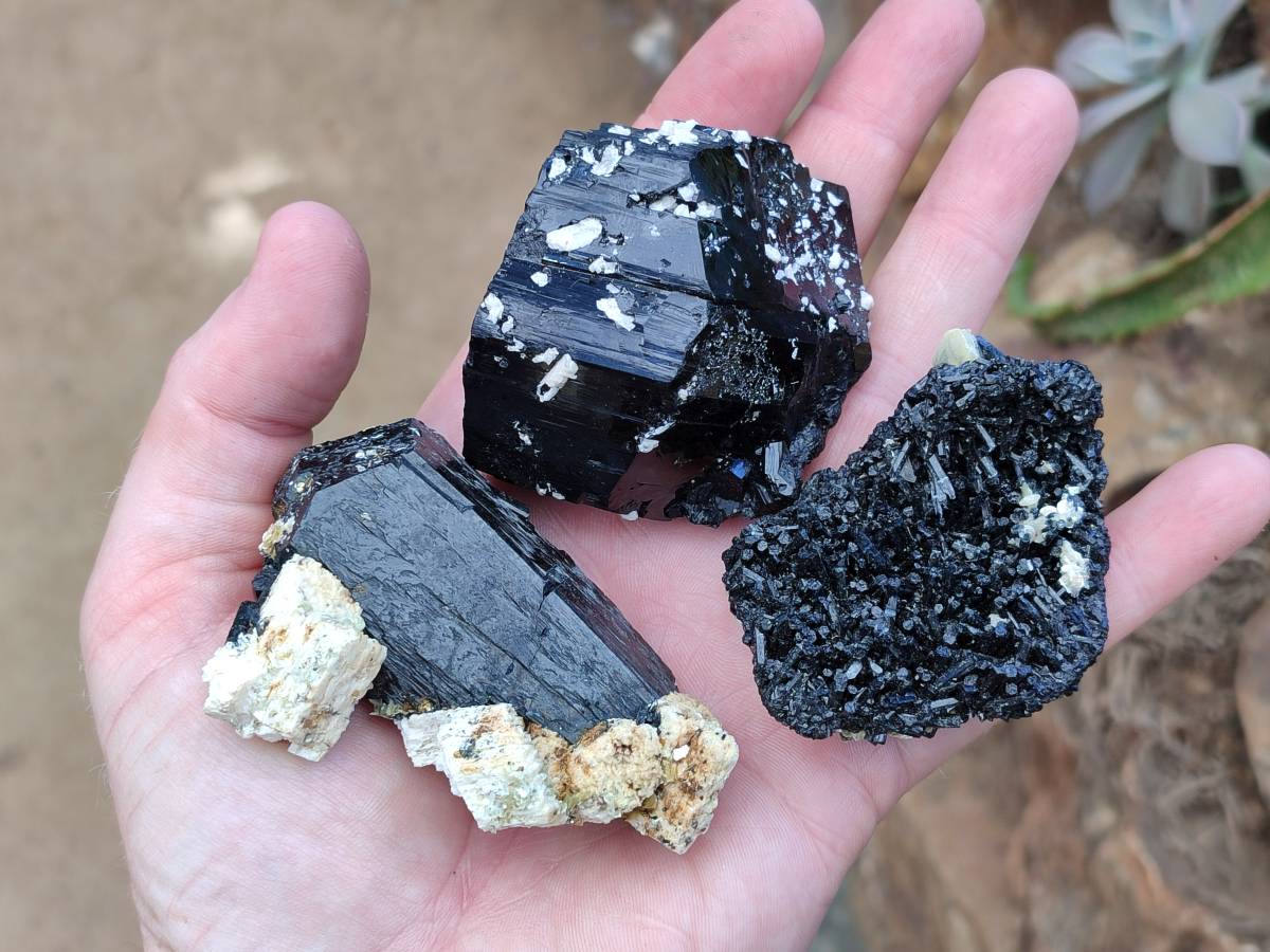 Natural Schorl Black Tourmaline With Feldspar, Fluorite And Mica x 6 From Erongo, Namibia