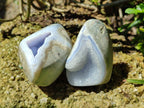 Polished Blue Lace Agate Standing Free Forms x 3 From Nsanje, Malawi