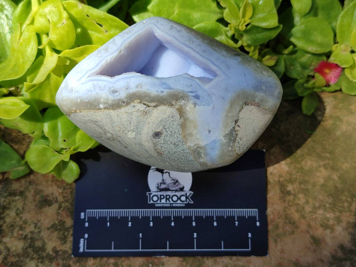Polished Blue Lace Agate Standing Free Forms x 3 From Nsanje, Malawi