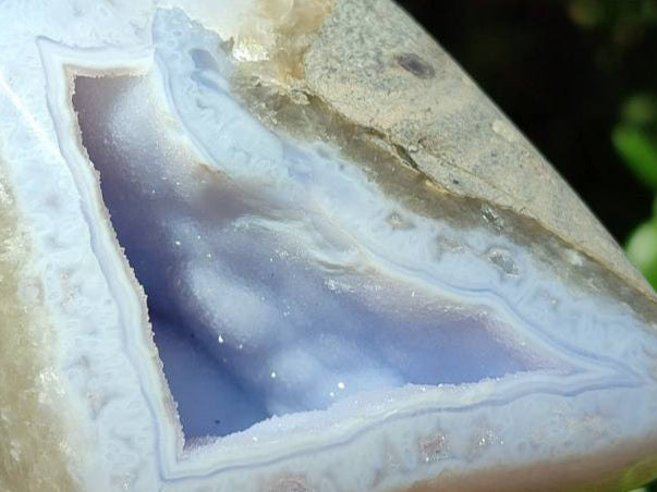 Polished Blue Lace Agate Standing Free Forms x 3 From Nsanje, Malawi