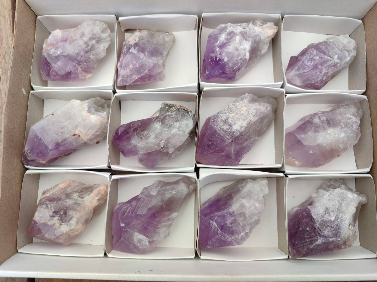 Natural Jacaranda Amethyst Quartz Crystals x 12 From Mumbwa, Zambia
