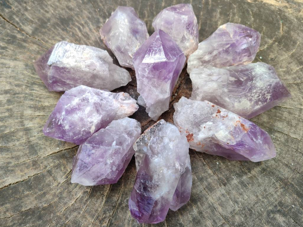 Natural Jacaranda Amethyst Quartz Crystals x 12 From Mumbwa, Zambia