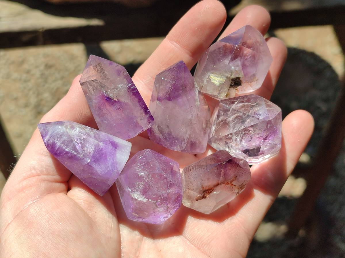 Polished Window Amethyst Crystals x 20 From Akansobe, Madagascar - Toprock Gemstones and Minerals 