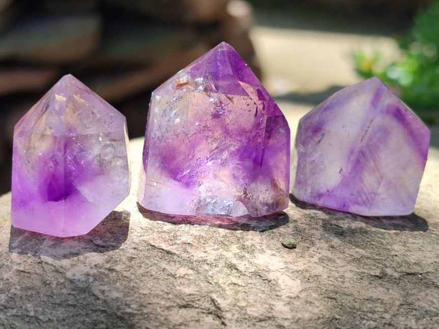Polished Window Amethyst Crystals x 20 From Akansobe, Madagascar