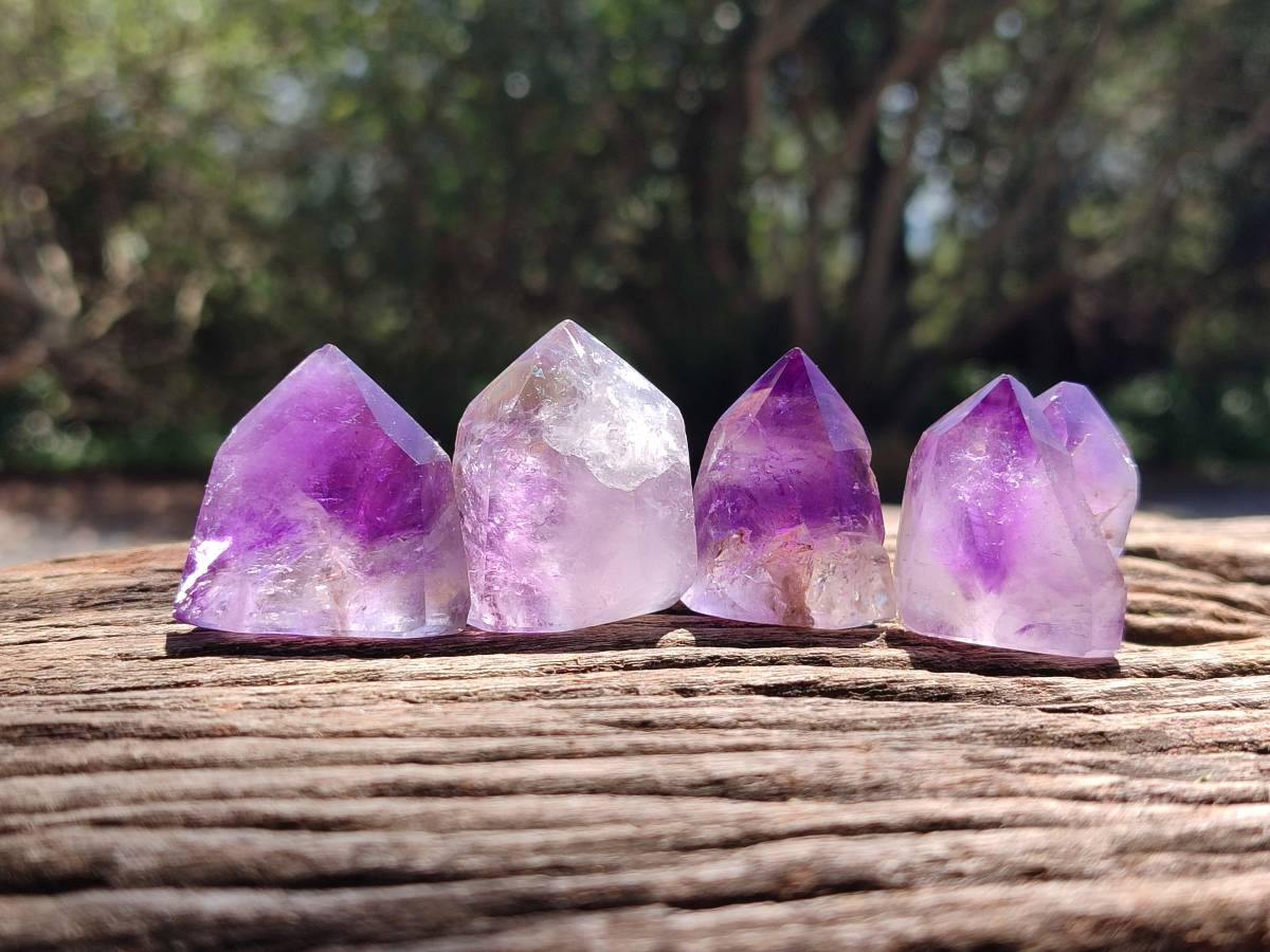 Polished Window Amethyst Crystals x 20 From Akansobe, Madagascar - Toprock Gemstones and Minerals 