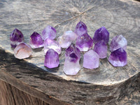 Polished Window Amethyst Crystals x 20 From Akansobe, Madagascar